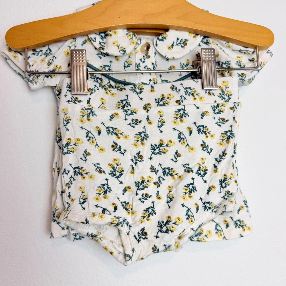 Kate Quinn Baby Girls Floral Bamboo Viscose Top and Bloomers Set Yellow 3-6M